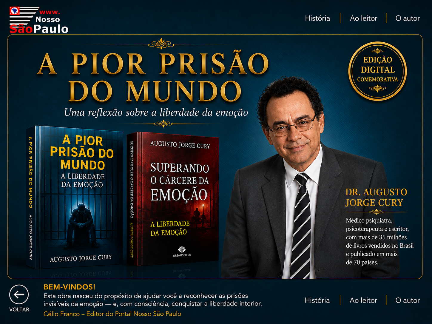Capa de A Pior Prisão do Mundo com as duas obras e o Dr. Augusto Jorge Cury