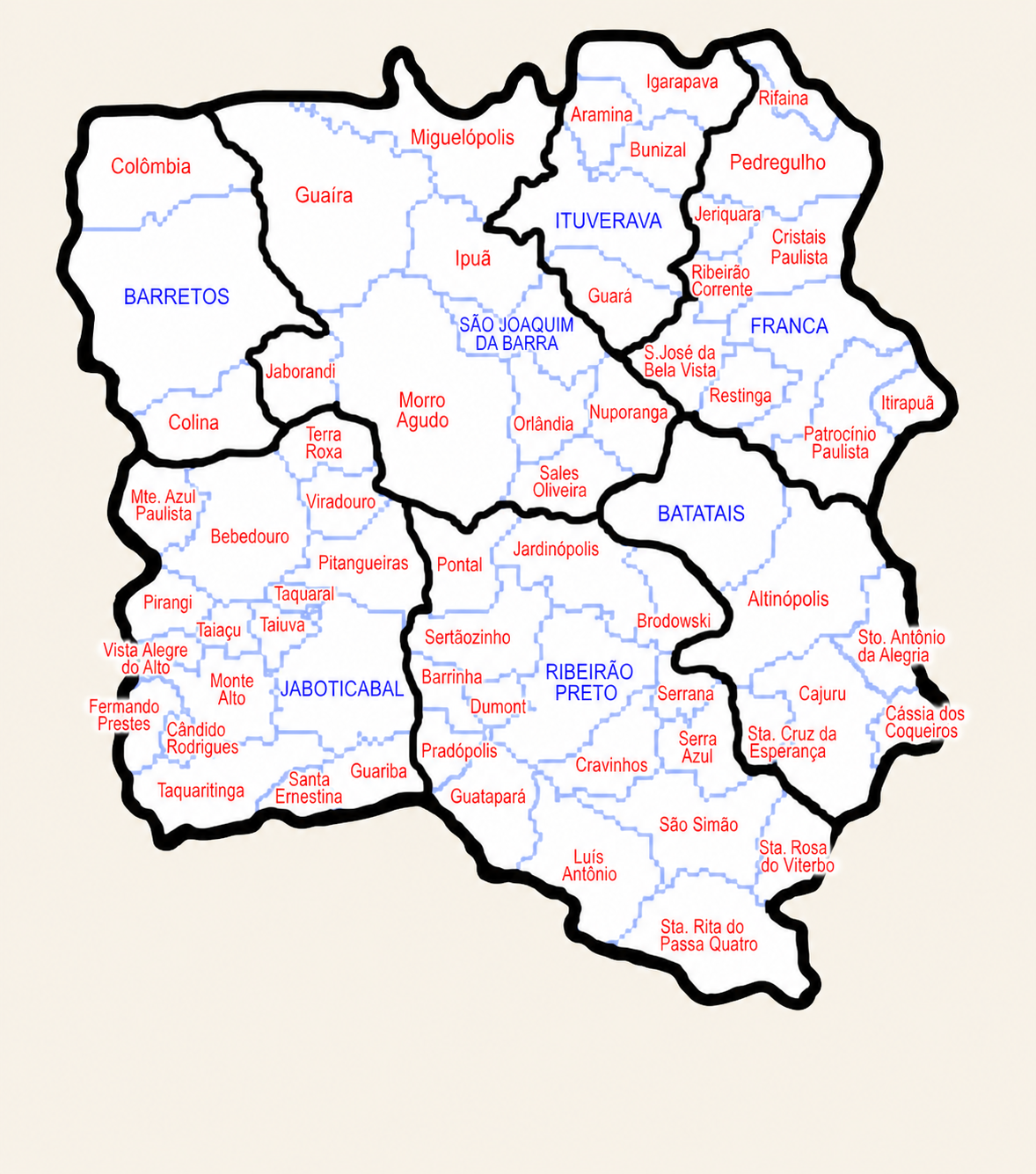 Mapa dos municípios da Região 07